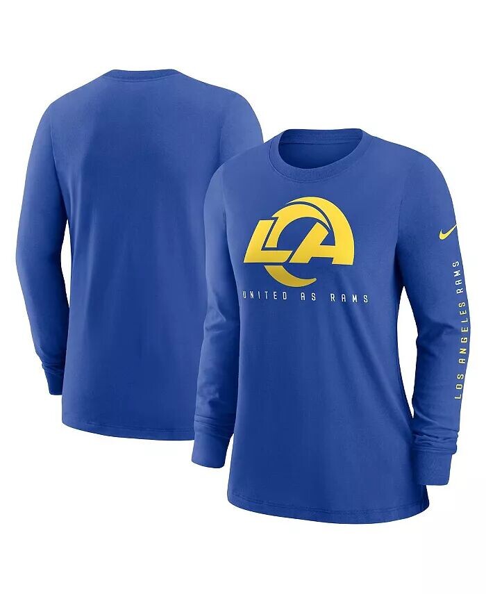 

Женская футболка с длинным рукавом Royal Los Angeles Rams Prime с разрезом Nike