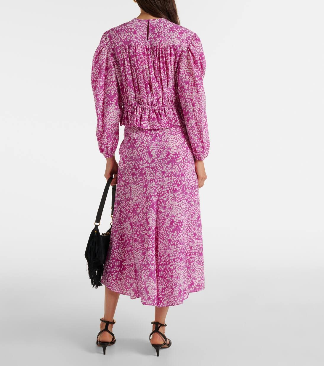 Топ из смесового шелка с принтом «Гелина» Isabel Marant, цвет fuchsia/white — фото 3