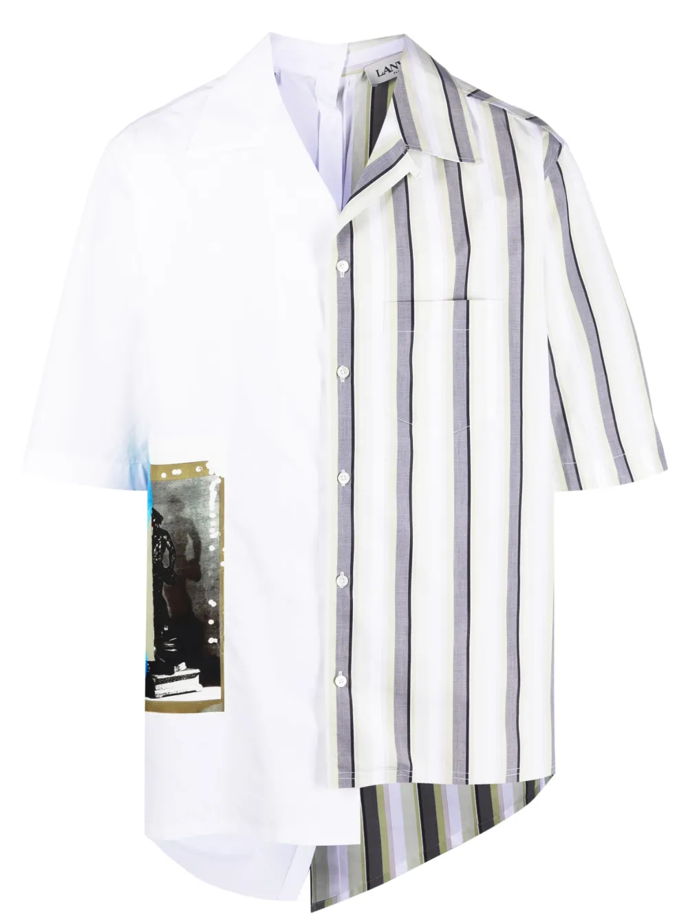 

Рубашка асимметричного кроя в технике пэчворк Lanvin, белый