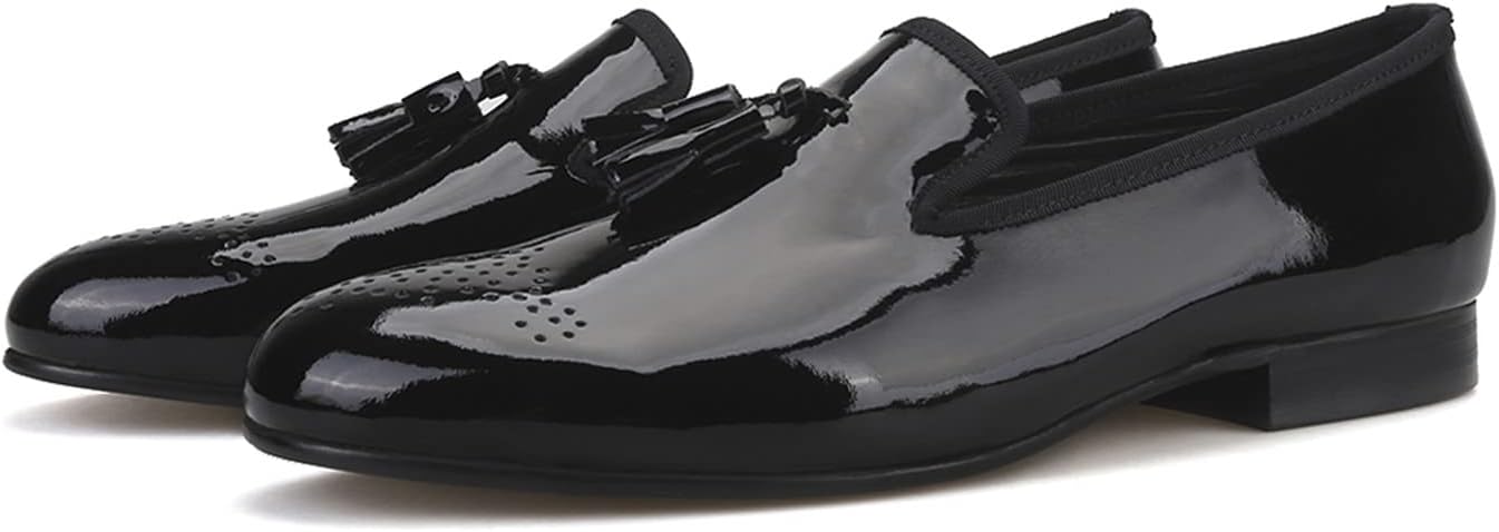 

Мужские лоферы Santimon с кисточками, формальные туфли на каблуке из лакированной кожи, пенни-лоферы, обувь для выпускного, свадьбы, смокинга, модные деловые повседневные роскошные туфли, лоферы для вечеринок и диско для мужчин и мальчиков, черн...