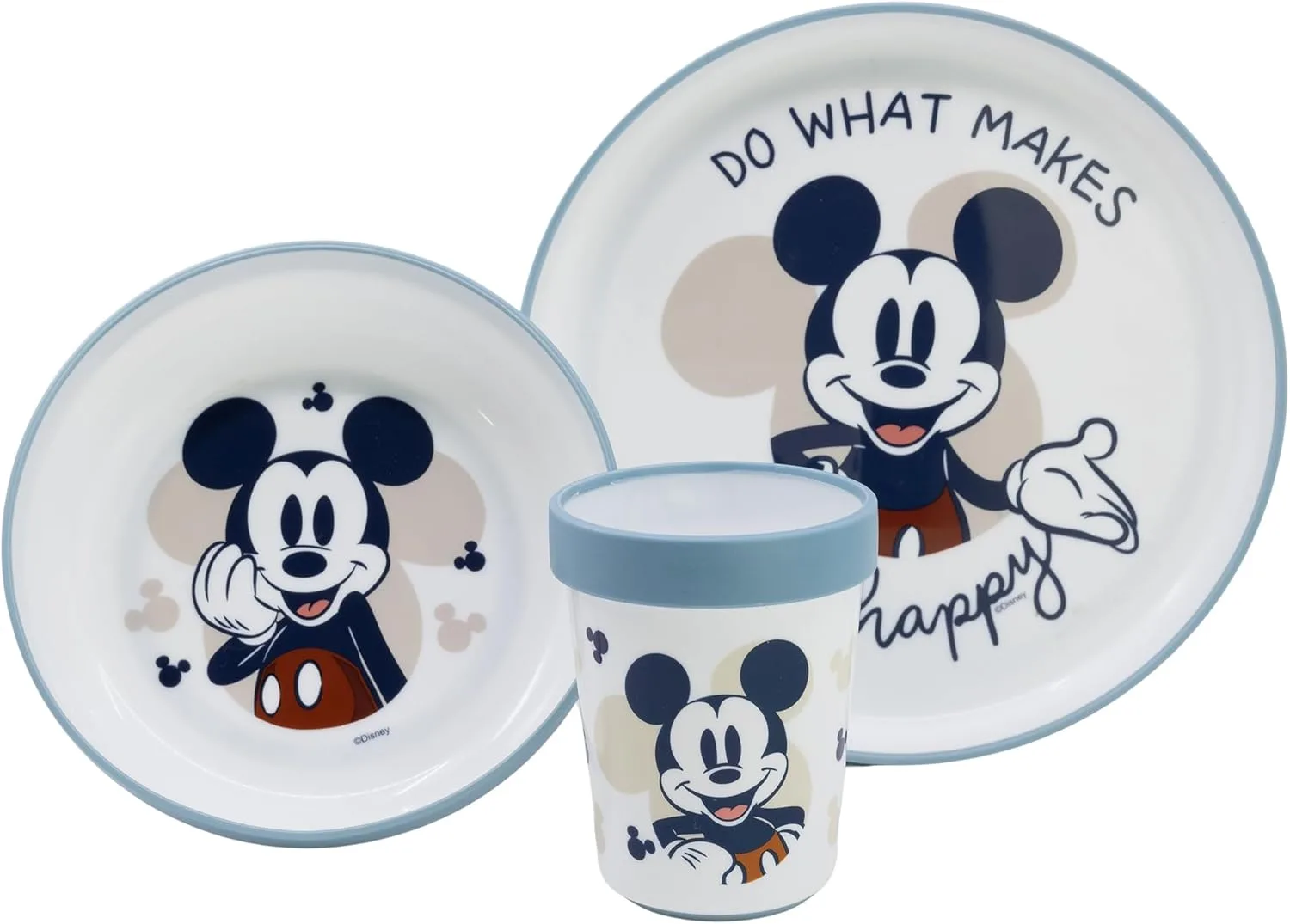 Stor Mickey Mouse 3-предметный набор детской посуды премиум-класса: тарелка, миска и чашка, BPA Free, нескользящий