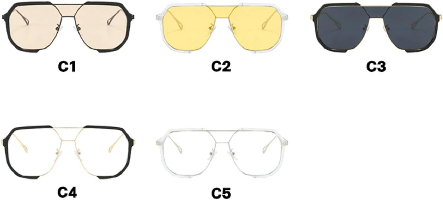 

Большие желтые солнцезащитные очки для женщин, модные, в цельной оправе, в стиле «пилотские» солнцезащитные очки с защитой от УФ-излучения UV400 mincl, Clear