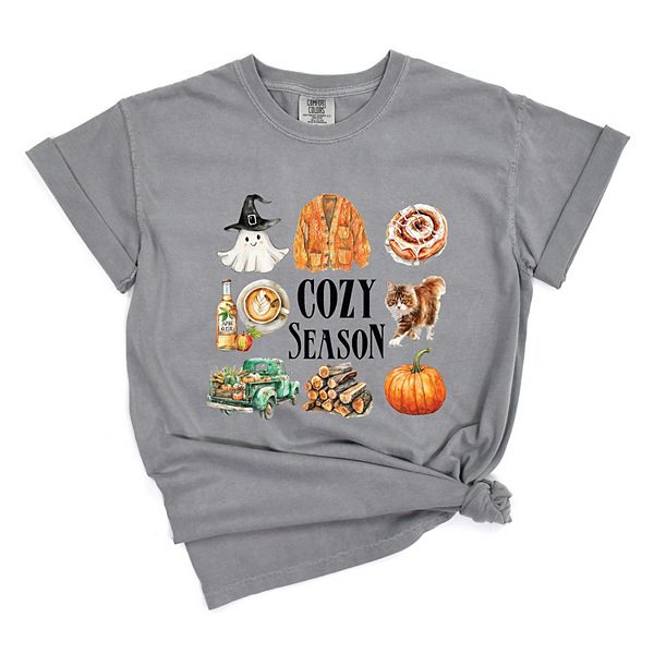 

Футболка с принтом Cozy season watercolor icons Simply Sage Market, Grey, Серый, Футболка с принтом Cozy season watercolor icons Simply Sage Market, Grey