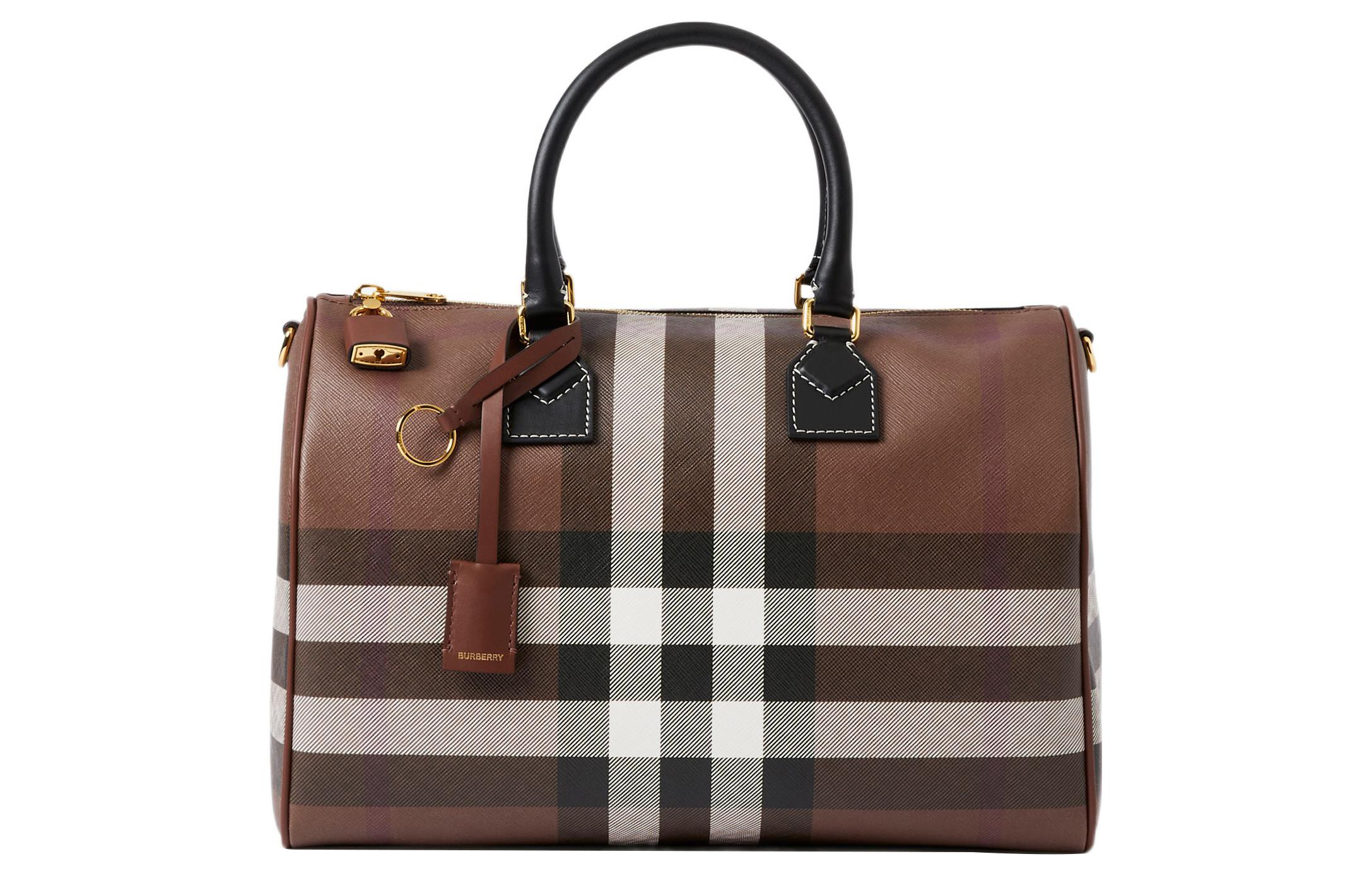 

Burberry Кожаная сумка для боулинга, сумка через плечо, женская сумка среднего размера, коричневого цвета