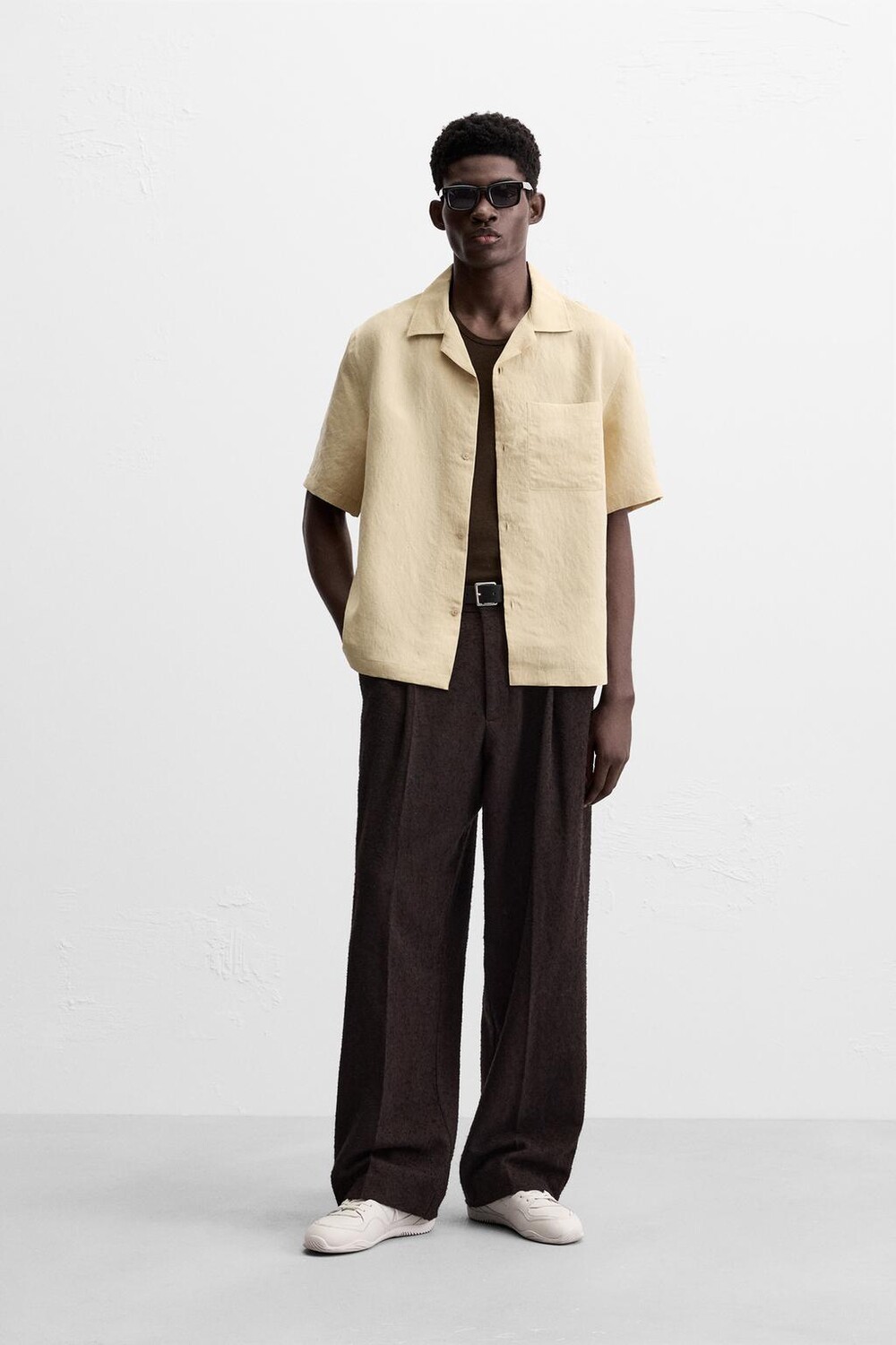 

Рубашка из модальной смеси ZARA, песочный