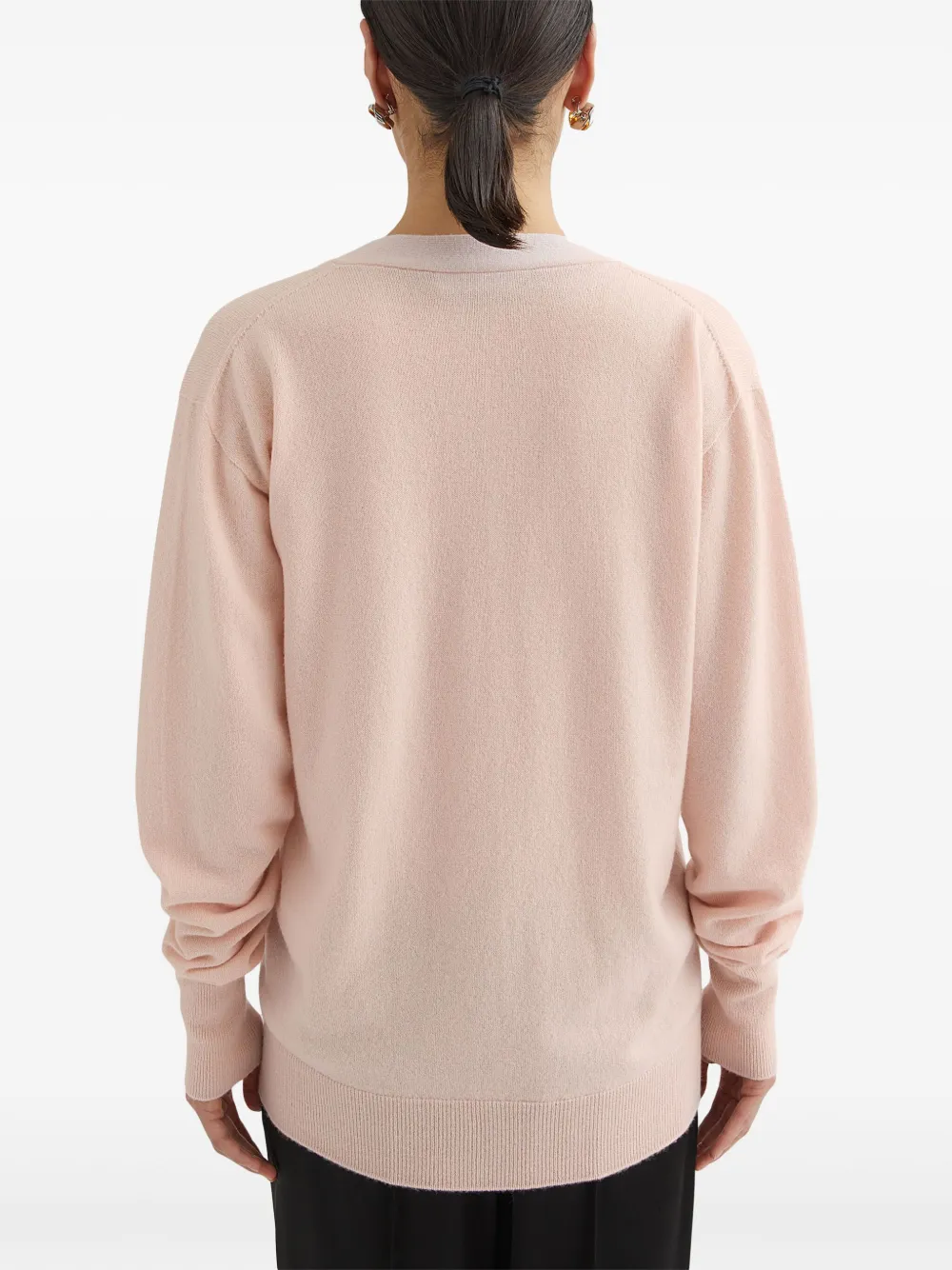 Кашемировый кардиган с V-образным вырезом JIL SANDER, розовый — фото 4