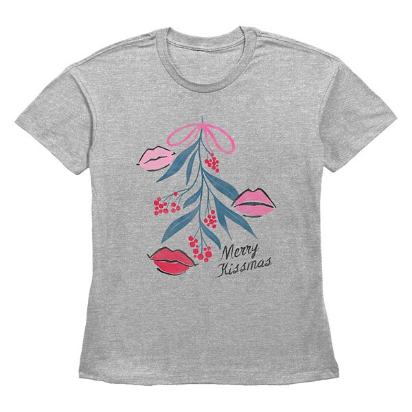 

Футболка с принтом Women's mistletoe merry kissmas Unbranded