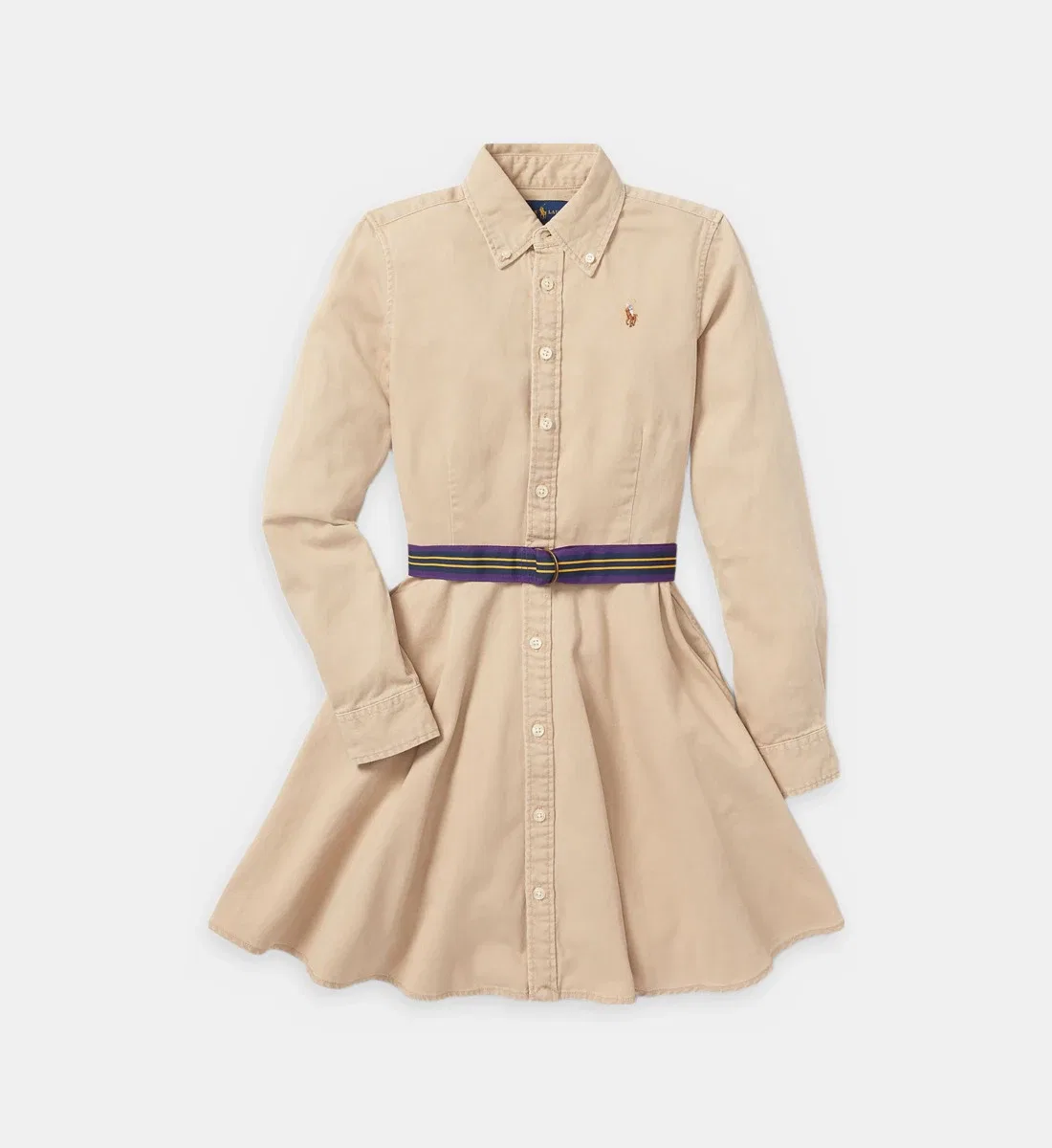 Платье-рубашка чинос, хлопковый ремень POLO RALPH LAUREN, бежевый