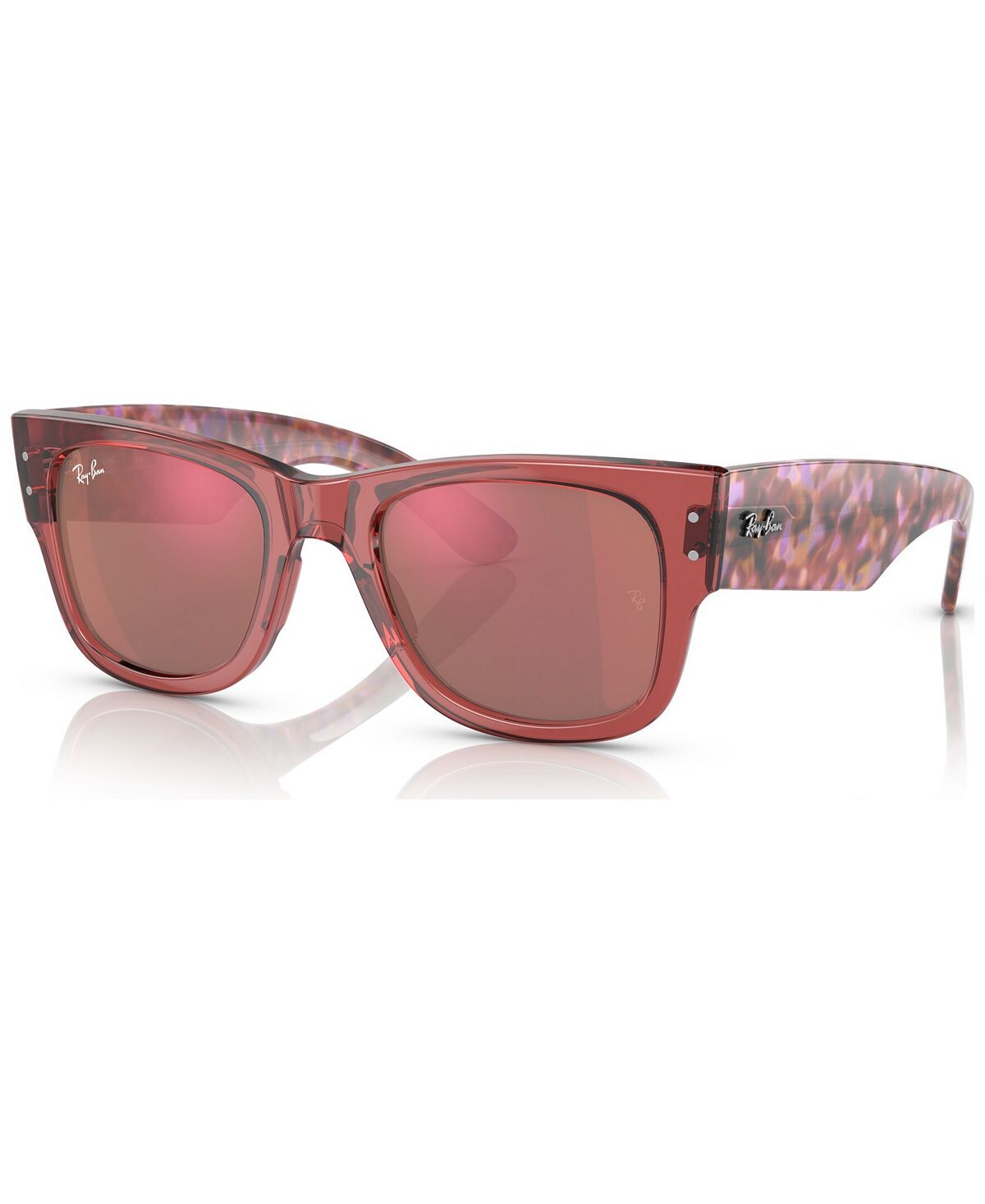 

Солнцезащитные очки унисекс Mega Wayfarer 52 с низкой перемычкой Ray-Ban, розовый
