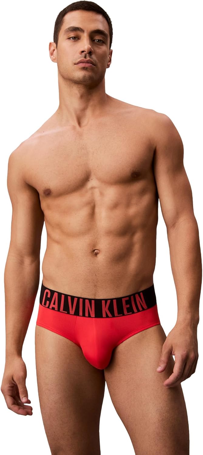 Комплект трусов-брифов Calvin Klein Intense Power Hip, 3 предмета, черный/темно-серый/красный — фото 2