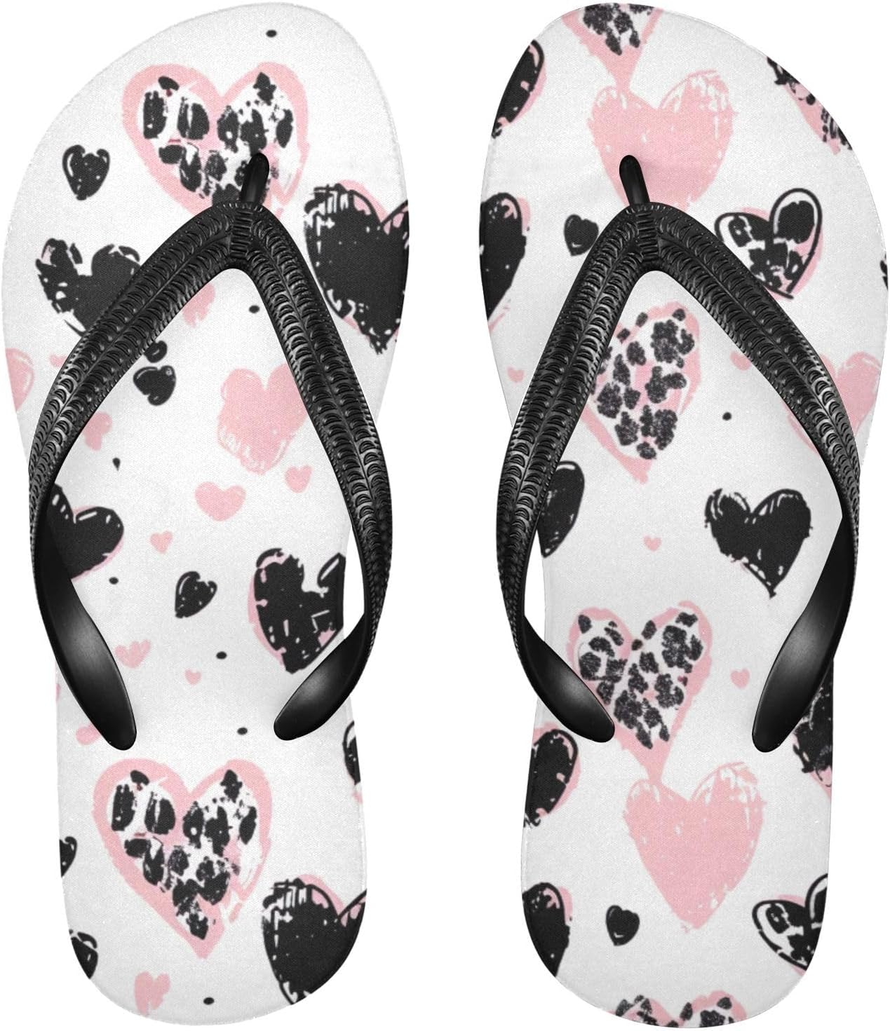 

Женские и мужские летние пляжные шлепанцы Heart Leopard Pink, повседневные сандалии для душа Kfbe