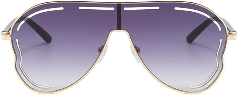 

Ретро большие солнцезащитные очки-авиаторы для женщин, стильные, с золотой оправой, крупная оправа, очки-пилот с плоским верхом Azoxus, Gradient Purple Gray