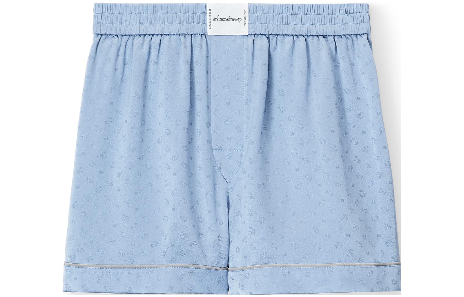 Шорты с логотипом и узором пейсли Alexander Wang, синие — фото 2