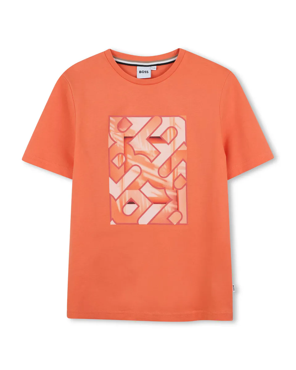 

100% хлопок футболка для мальчиков с короткими рукавами BOSS Kidswear, коралловый