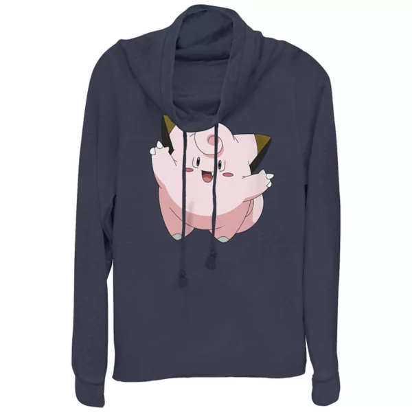 

Футболка с принтом покемонов "Happy Big Hook Clefairy" с воротником-стойкой и длинными рукавами, легкая, для юниоров Licensed Character, синий