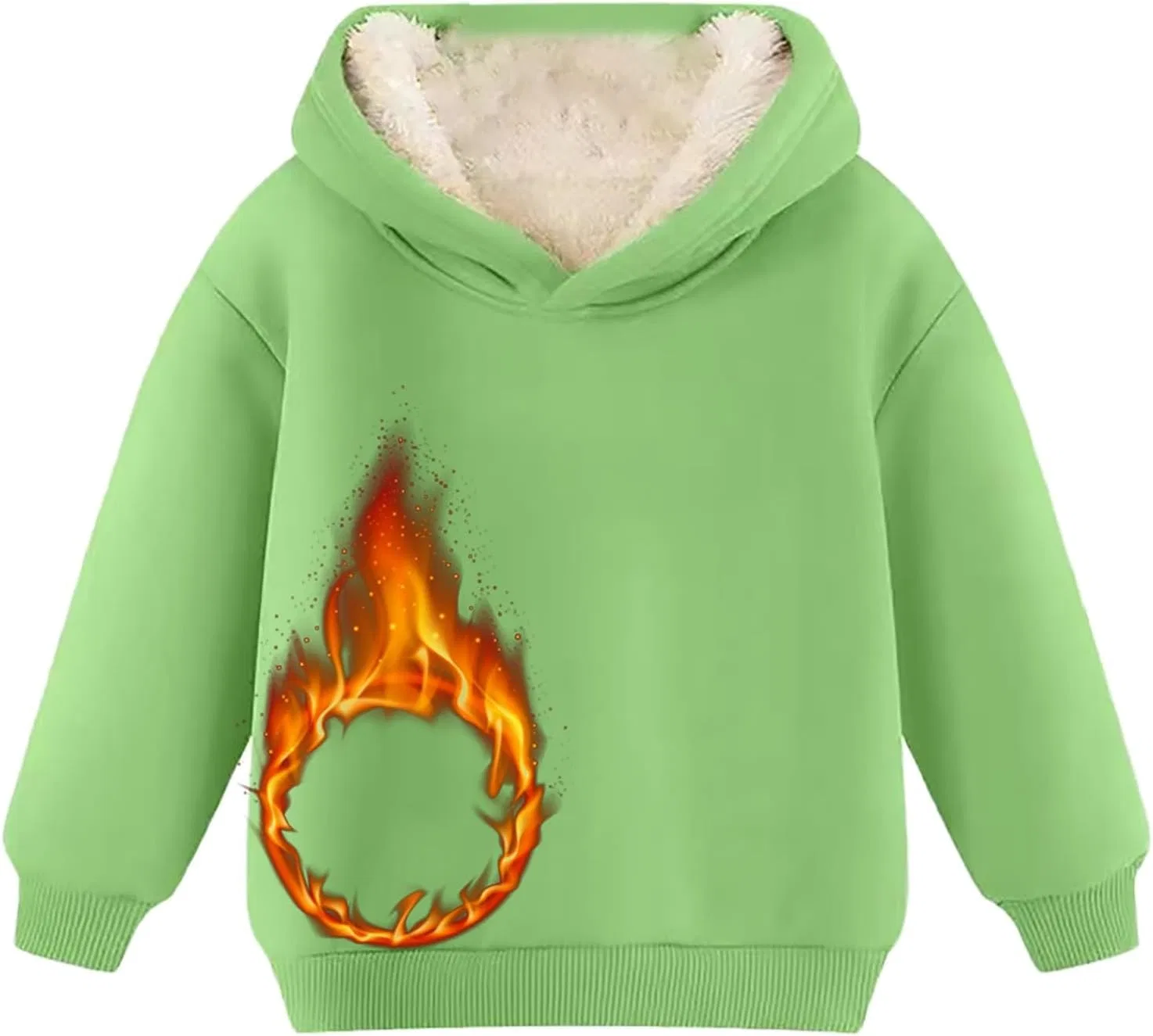 Детская куртка с капюшоном на флисе, бренд Generic, цвет Mint Green — фото 3