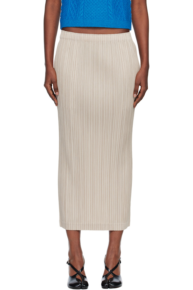 

Pleats Please Issey Miyake Бежевая длинная юбка-макси