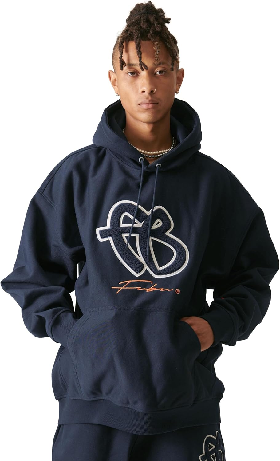 

Худи FUBU Skateboard, мужская и женская флисовая толстовка с длинным рукавом и логотипом бренда, американский повседневный стиль, свободный крой, унисекс, темно-синий