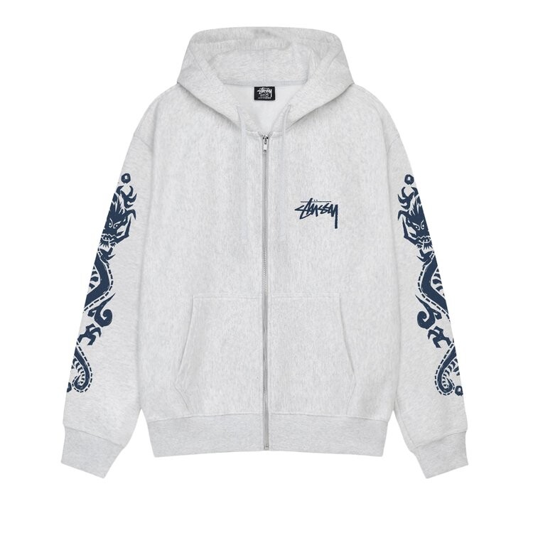 

Худи Stussy Dragons Zip Hoodie, серый