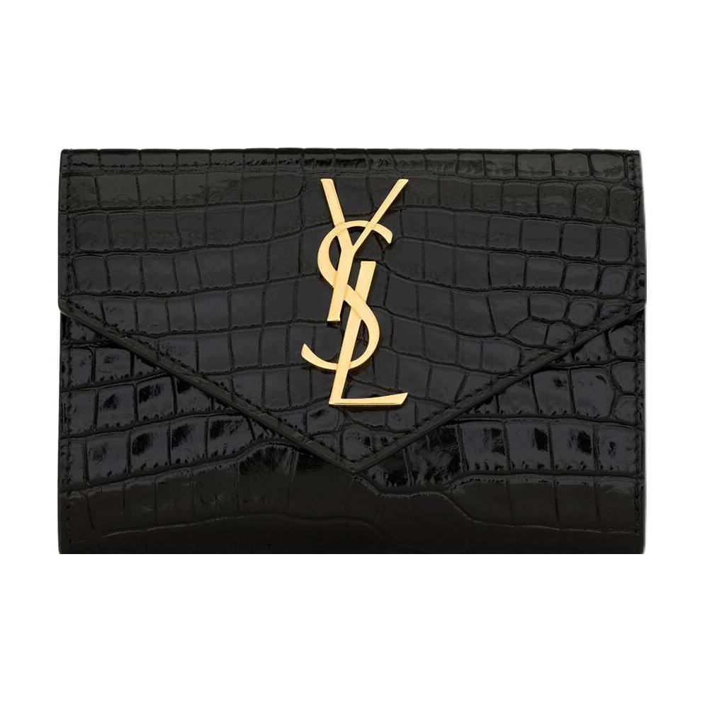 

Saint Laurent Кошелек-конверт из коровьей кожи CASSANDRE, маленький, женский, черный