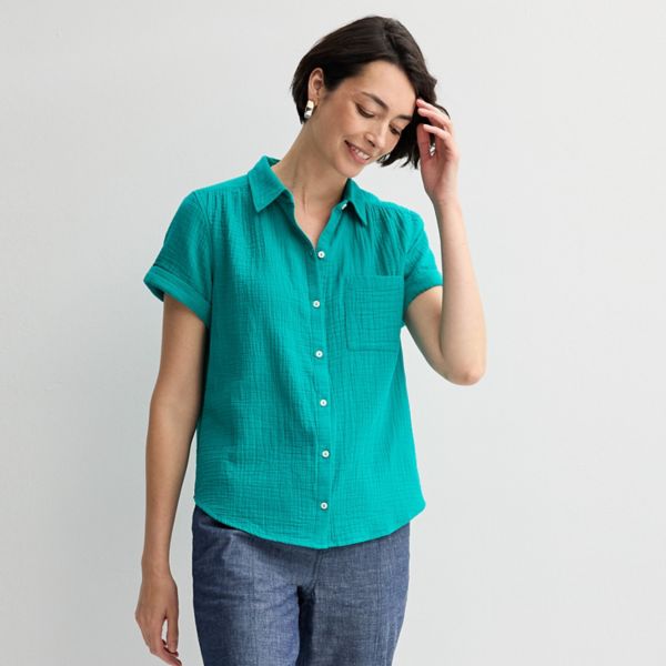 

Женская повседневная походная рубашка Croft & Barrow, цвет classic teal