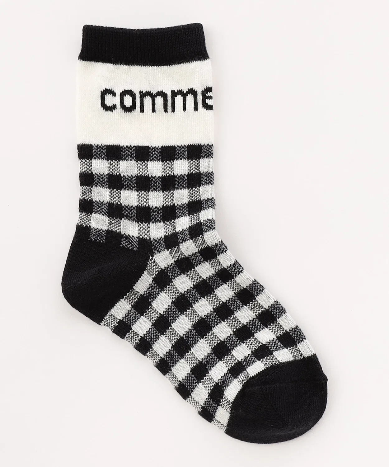 Детские носки с принтом и логотипом, модель LogoxGingham Check COMME CA ISM, Black