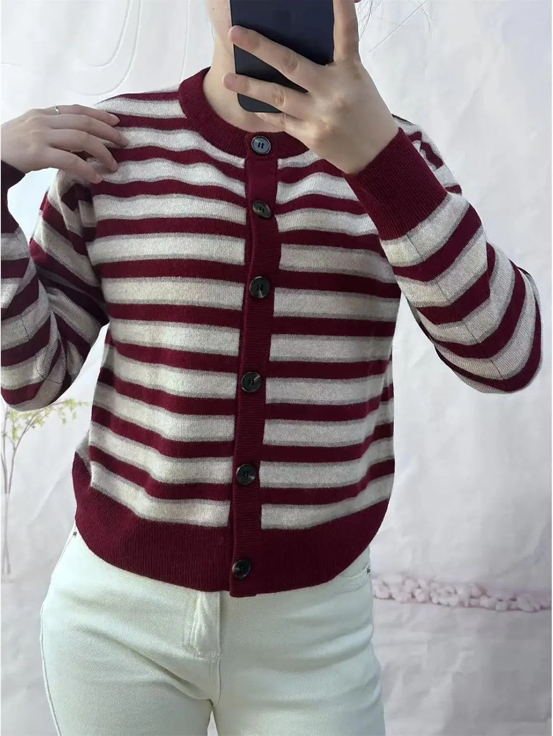 Женский кардиган с круглым вырезом, с длинным рукавом, с принтом, Sweater — фото 2