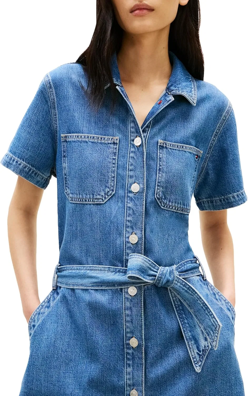 Женское джинсовое платье с коротким рукавом Tommy Hilfiger, Mid Blue — фото 2