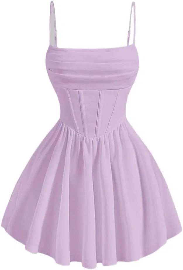 Женское элегантное платье-комбинация на бретелях с открытой спиной, Mauve Purple