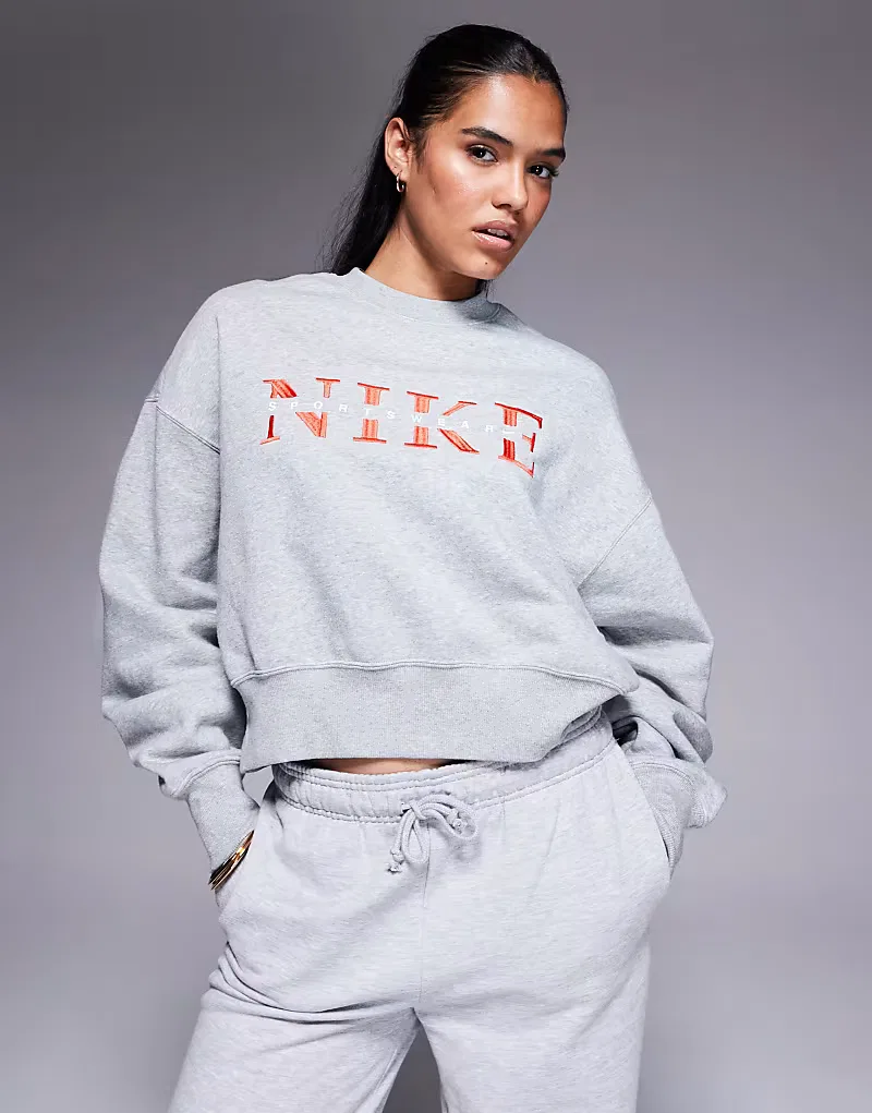 Свитшот Nike Phoenix Fleece с графическим принтом, серый