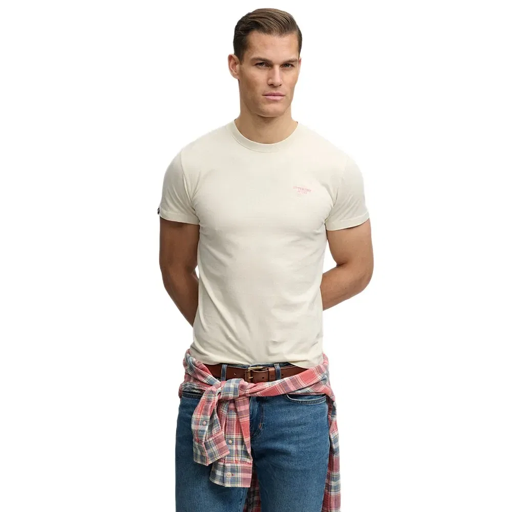 Футболка с коротким рукавом Essential Stacked Logo Embroidered Superdry, бежевый