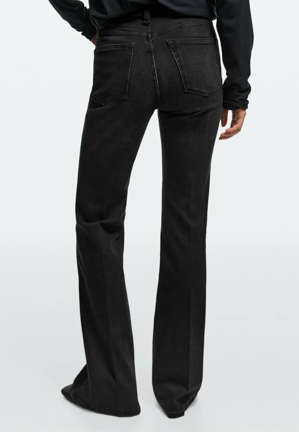 Джинсы-Клеш с высокой талией 05080824 - джинсы-клеш Massimo Dutti, Black — фото 3