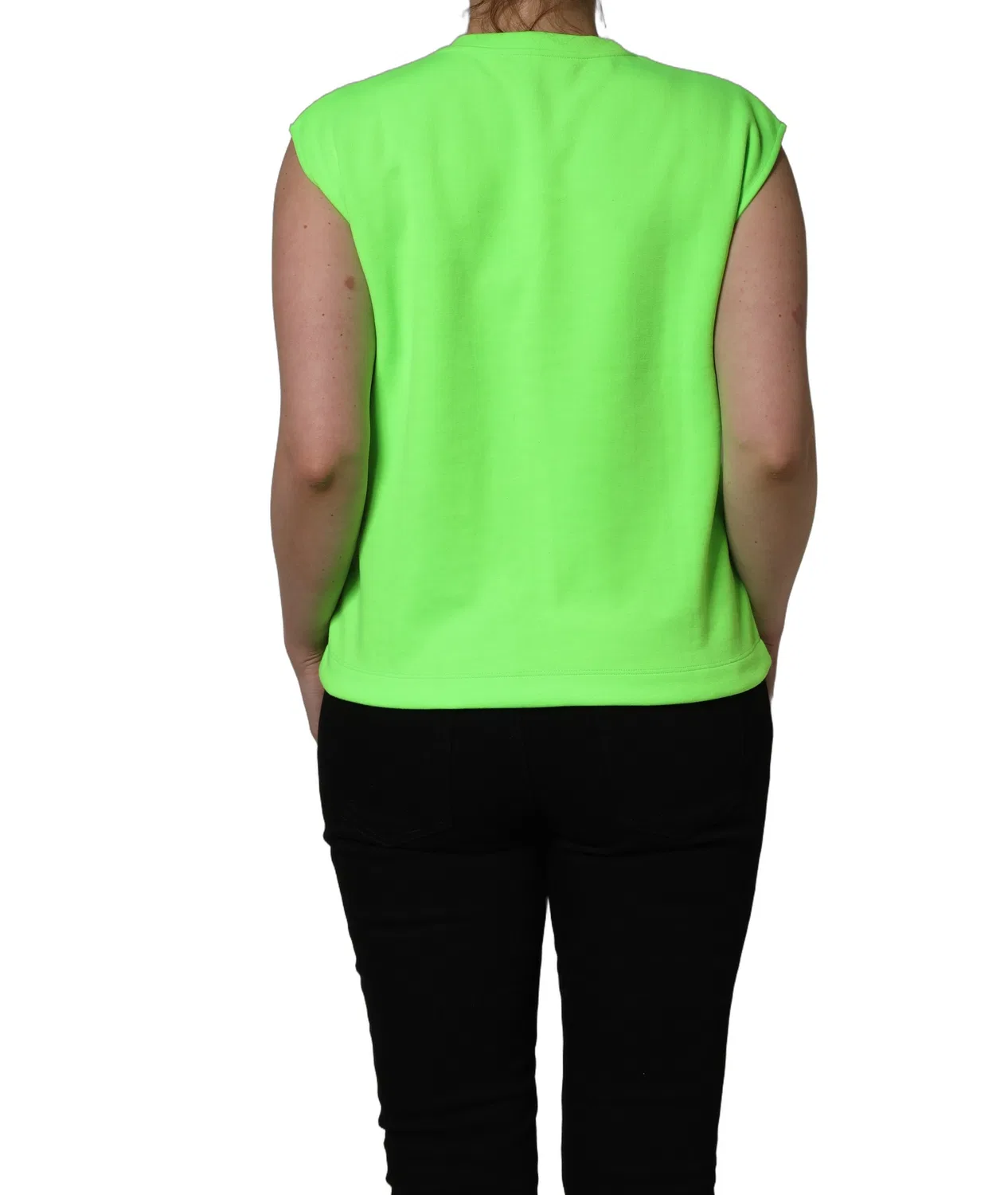 Женский топ без рукавов с пайетками Neon Green DG Sequined Sleeveless Jersey Top Dolce & Gabbana, Green