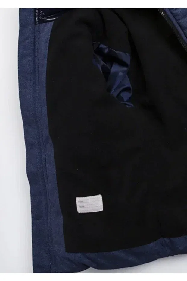 Детское зимнее пальто для девочек с капюшоном Care Midimod Gold, Navy Blue — фото 4