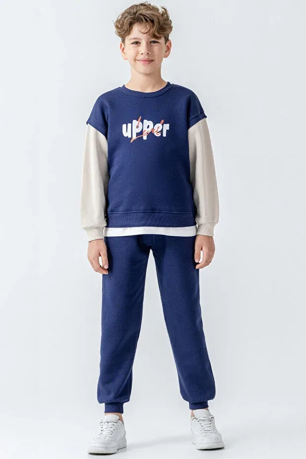 Детский спортивный костюм для мальчиков с принтом Ahengim, Navy Blue
