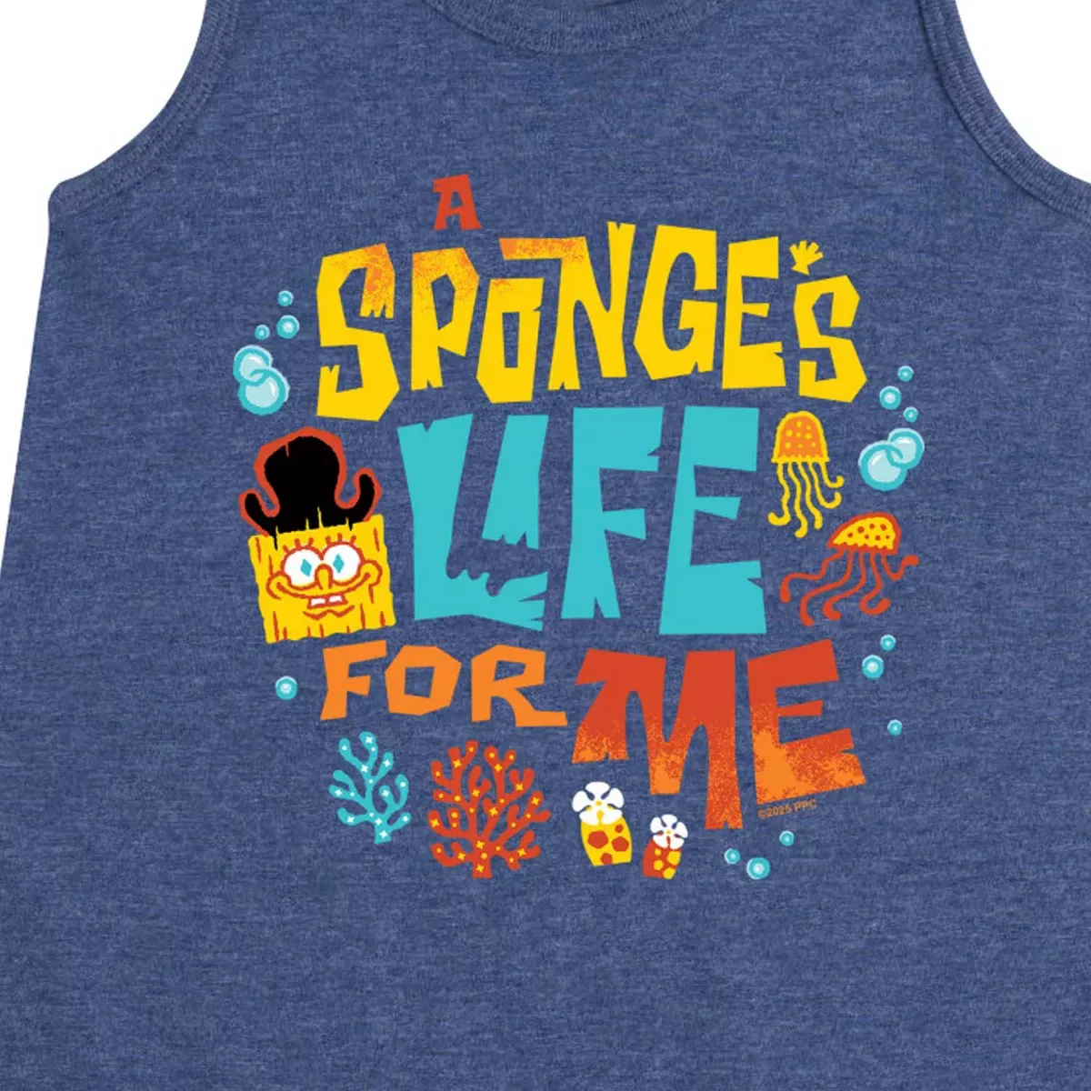 Детское платье-трапеция без рукавов Spongebob: The Search For Squarepants Sponges Life For Me SpongeBob SquarePants, Heather Navy — фото 2