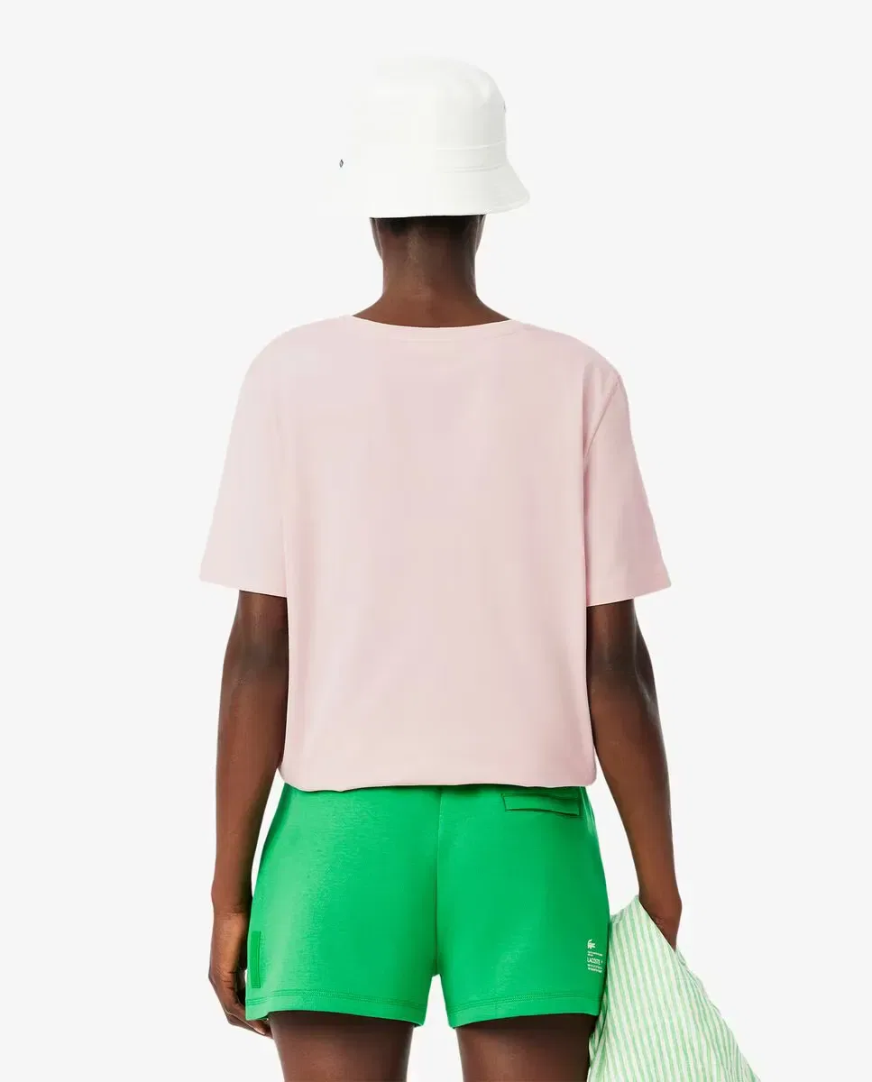 Футболка Lacoste Роза, свободного кроя с V-образным вырезом — фото 2