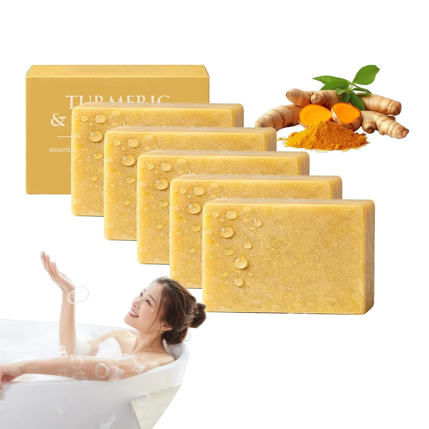 Твердое мыло с куркумой, осветляющее, SHEHABOR, набор 5 шт., 100 г, 5PCS