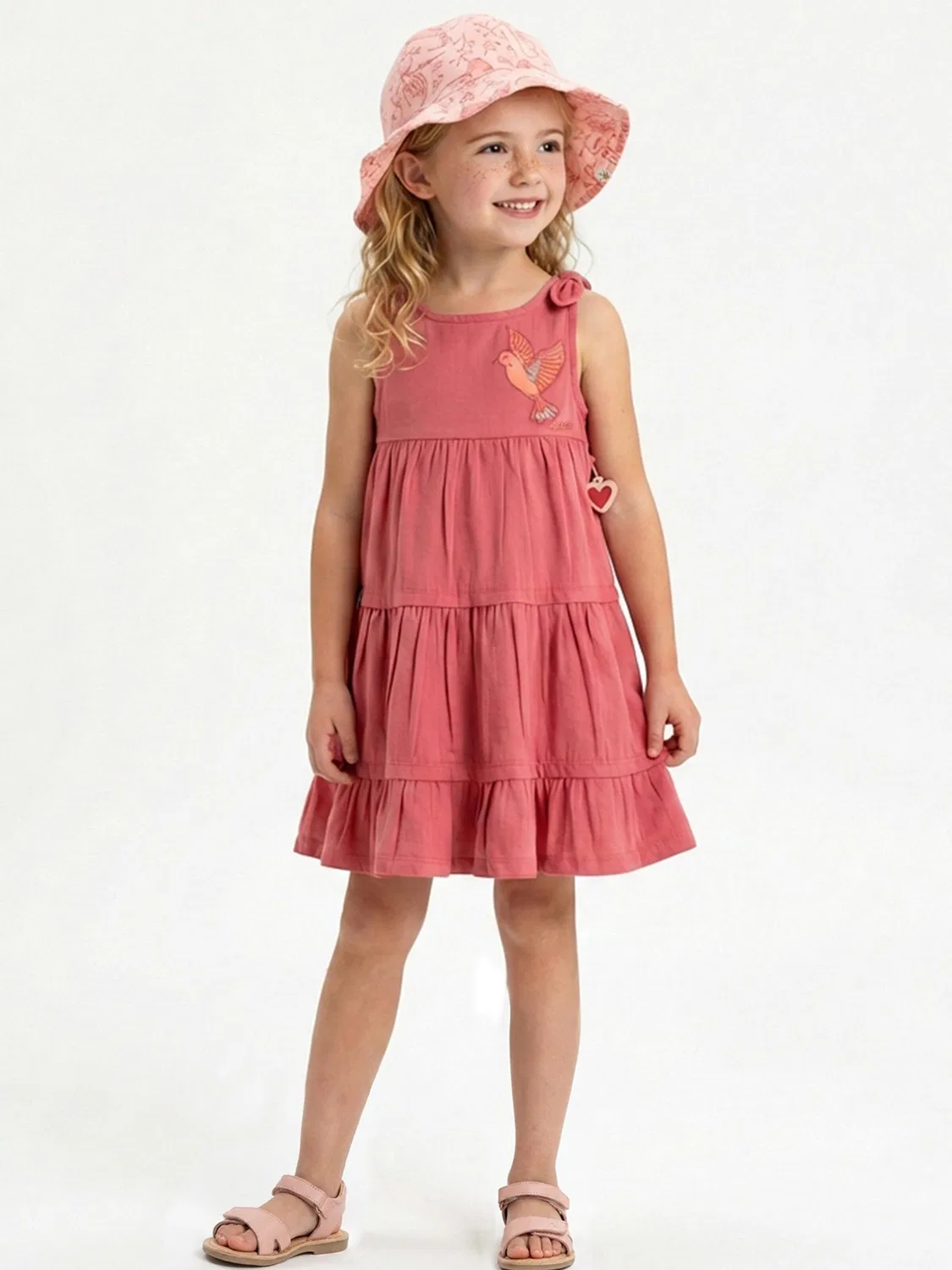 Платье Sigikid Kleid Pink Birds оранжевого цвета — фото 2