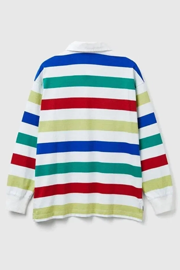 Детская футболка для мальчиков с принтом в полоску Benetton, White — фото 2