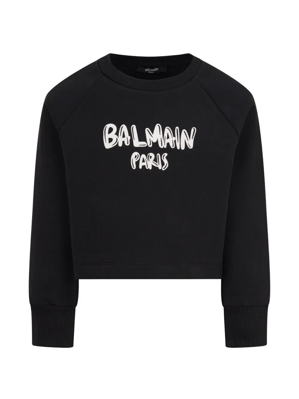 Укороченная толстовка с логотипом Balmain Kids, черный