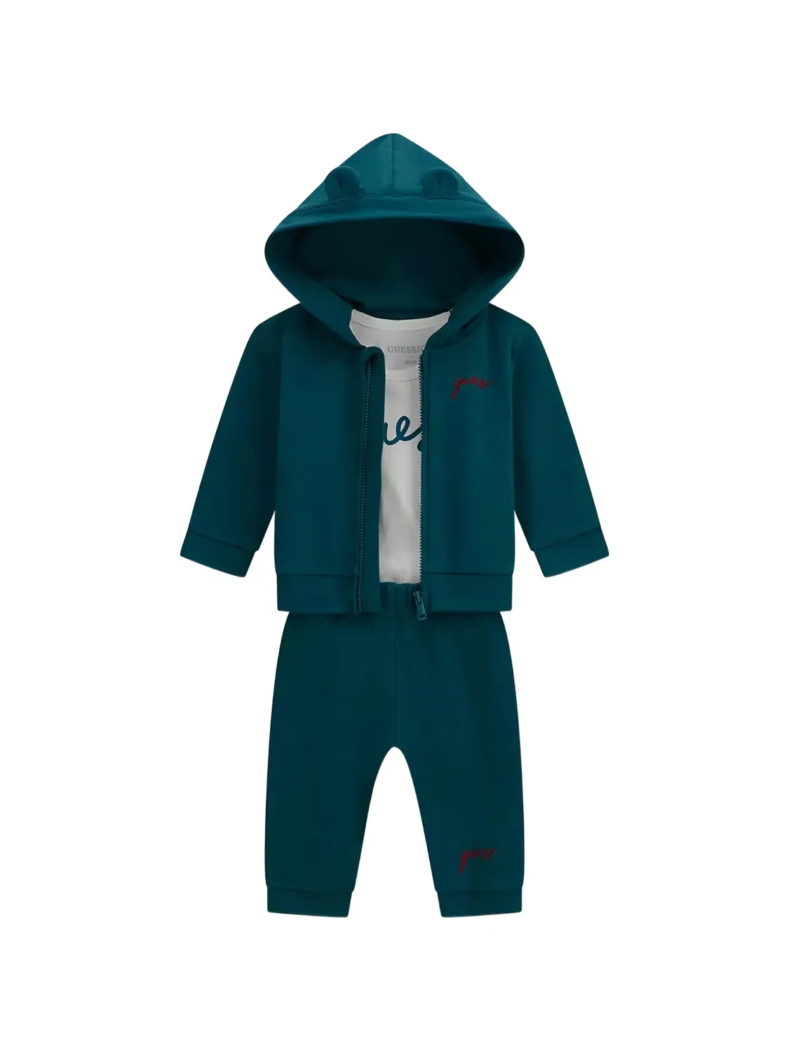 Спортивный костюм-тройка с капюшоном Guess Kids, зеленый — фото 3