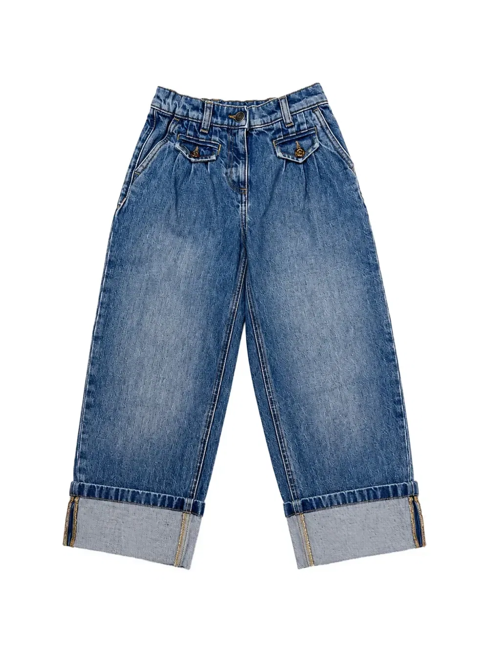 Джинсы с плиссированными деталями и отворотами Dolce & Gabbana Kids, синий