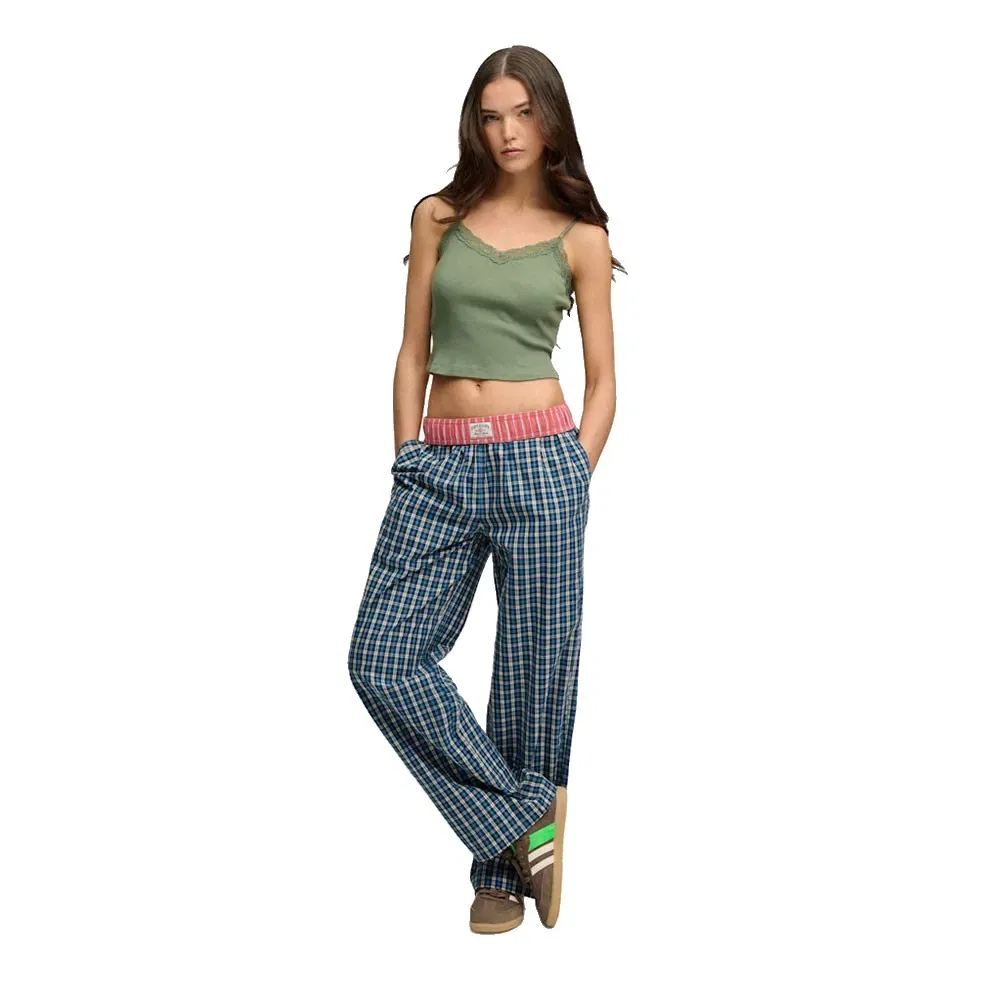 Брюки Mini Check Cotton Superdry, синий — фото 3