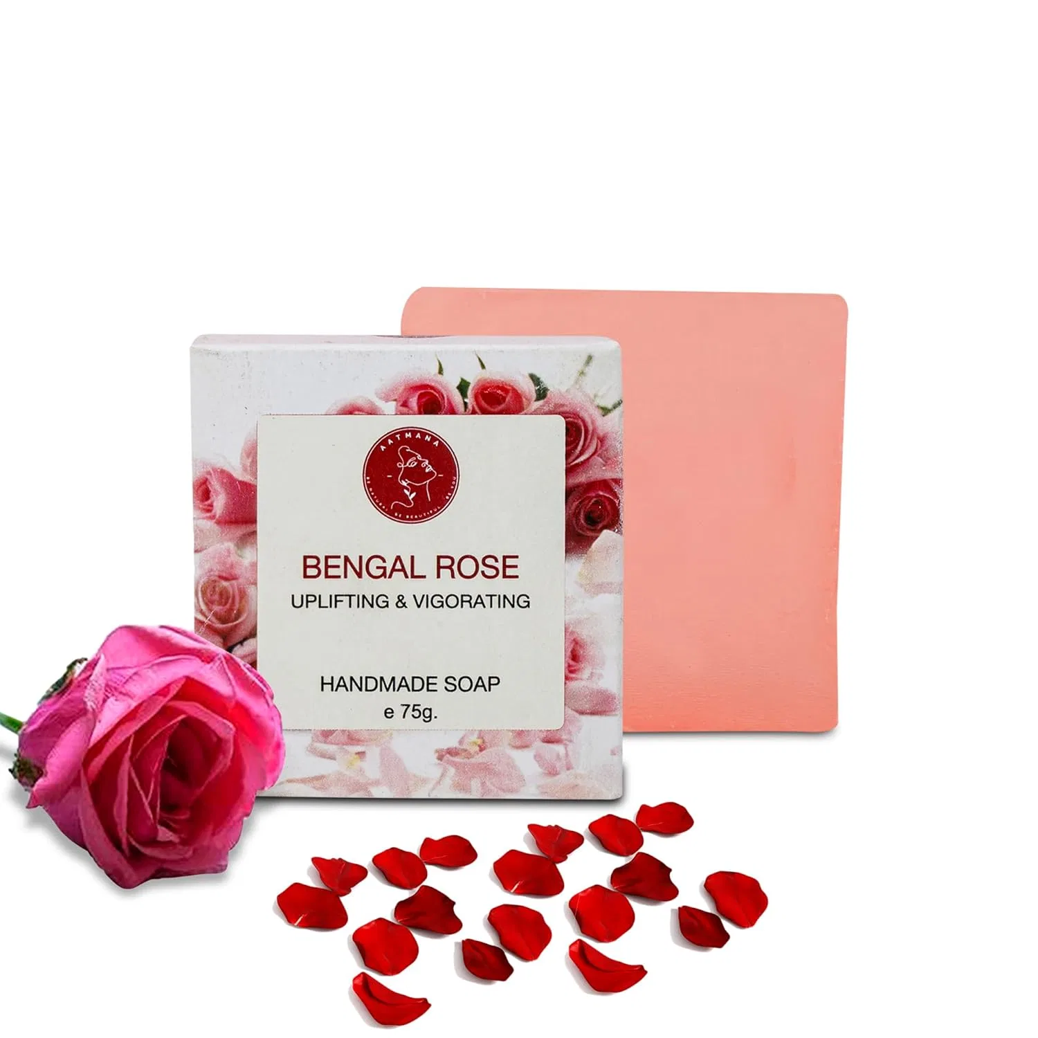 Мыло ручной работы Bengal Rose, AATMANA, набор 3 шт, 225 г, Rose