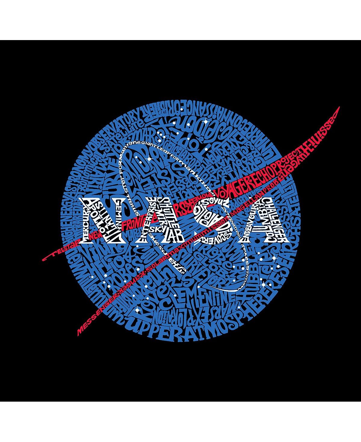 Мужская худи word art с логотипом nasa meatball LA Pop Art, черный — фото 3
