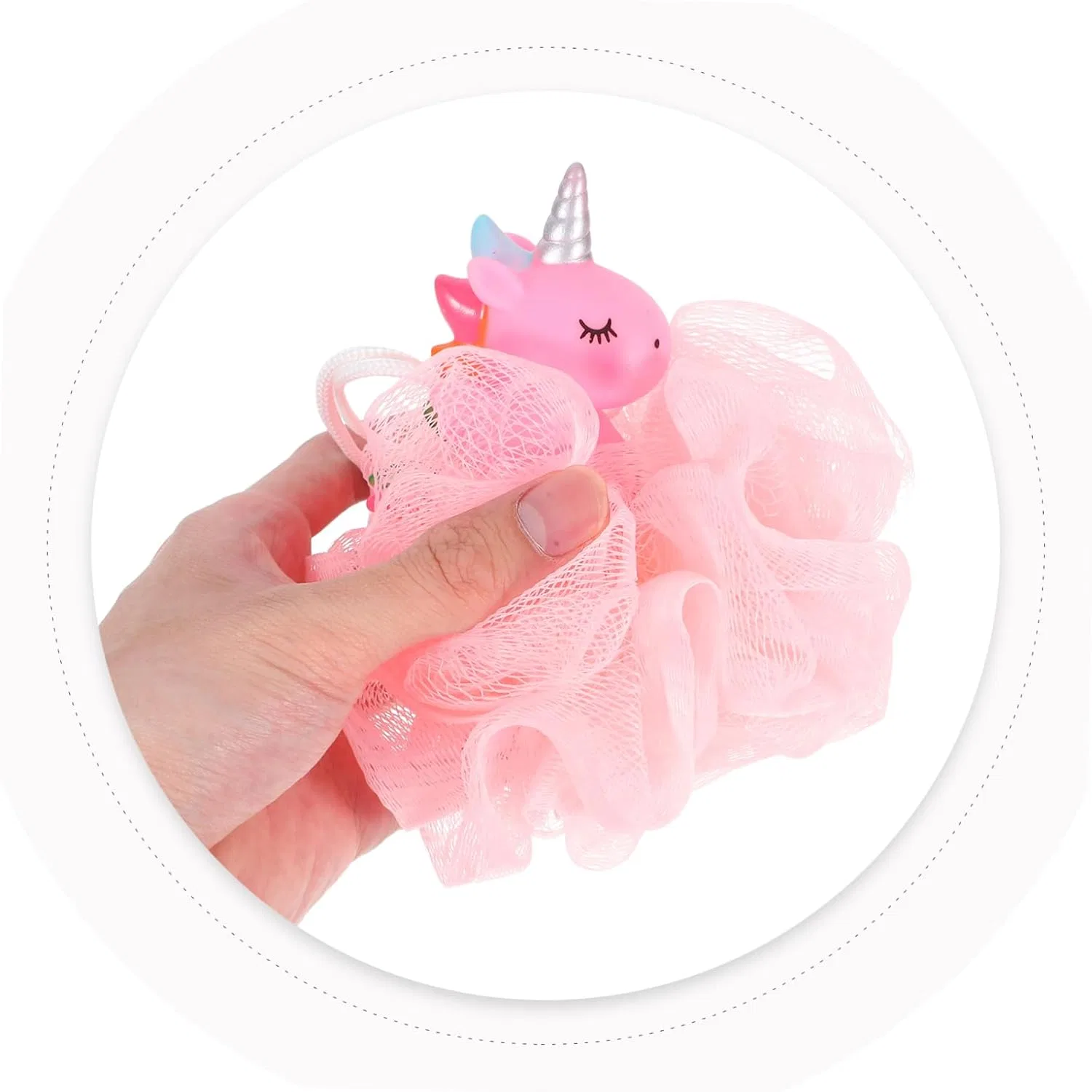 Мочалка для душа Unicorn, Beaupretty, 2 шт, 14x11x9 см, Pink — фото 4