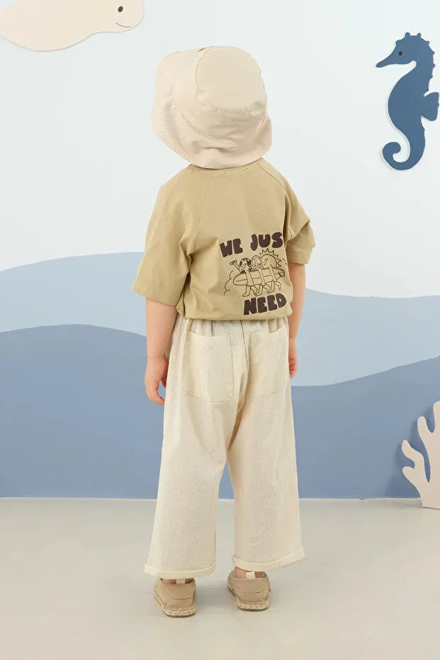 Детские брюки для девочек широкие Buldan trousers Mioma Kids, Stone — фото 3
