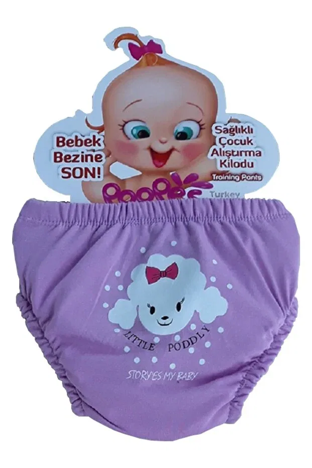 Детские тренировочные трусики для девочек с принтом 3 шт Poope'S, Fuchsia Lilac White — фото 4