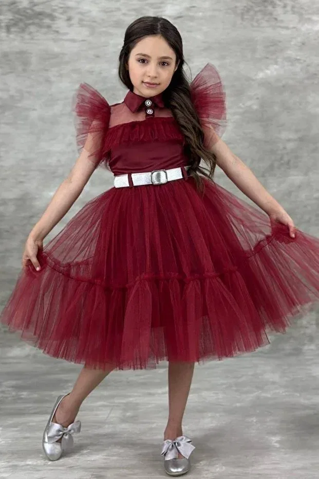 Детское платье для девочек с принтом Wednesday Claret Red Dress Riccotarz, Burgundy